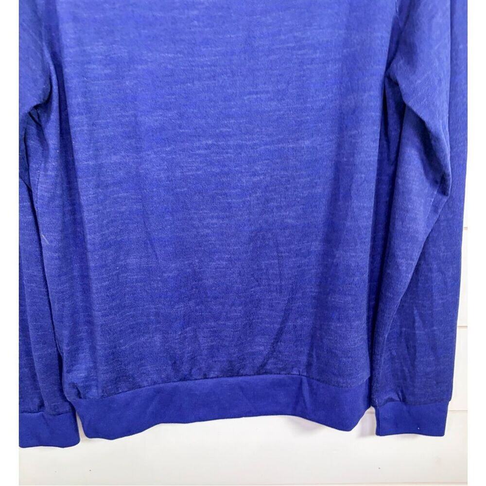 Muk Luks Women's Long Sleeve Crew Neck T-Shirt Heathered Deep Indigo Blue Medium - Picture 10 of 10